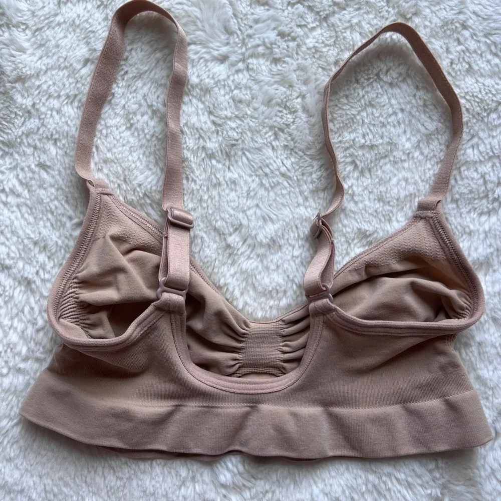 Skims Sculpting Bralette Clay‎ Tan Ruched Seamless Adjustable Straps Size Small